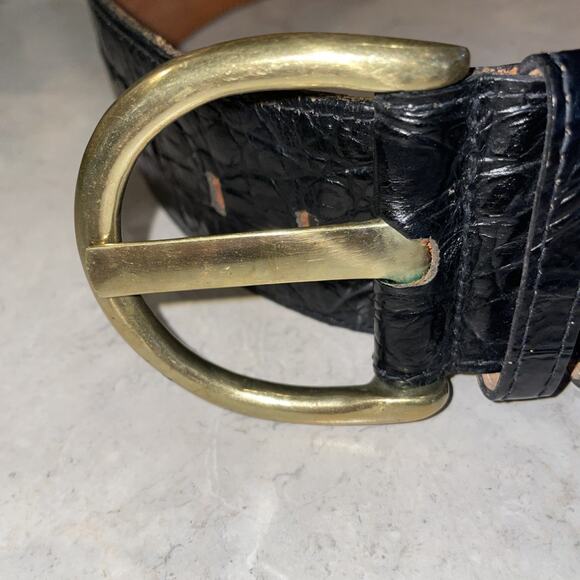 VTG Omega Black Croc Embossed 2.2 Wide 38.5”Leather Belt Size M Made in America - Picture 9 of 12